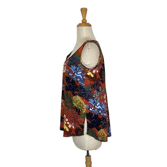 Workshop Republic Clothing S Tank Top Orange Floral Fall Cottagecore Boho - Picture 5 of 8